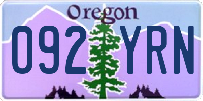OR license plate 092YRN