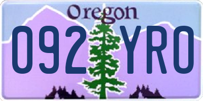 OR license plate 092YRO