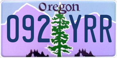 OR license plate 092YRR