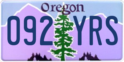 OR license plate 092YRS
