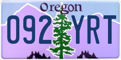 OR license plate 092YRT