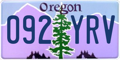 OR license plate 092YRV