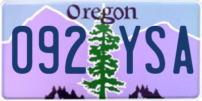 OR license plate 092YSA