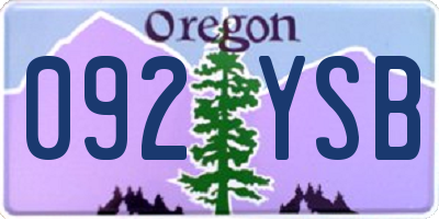 OR license plate 092YSB