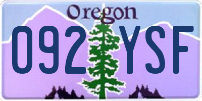 OR license plate 092YSF