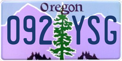 OR license plate 092YSG