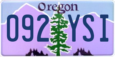 OR license plate 092YSI