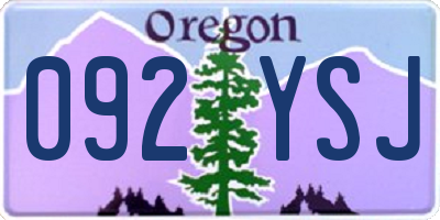 OR license plate 092YSJ