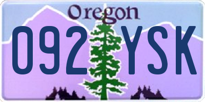 OR license plate 092YSK