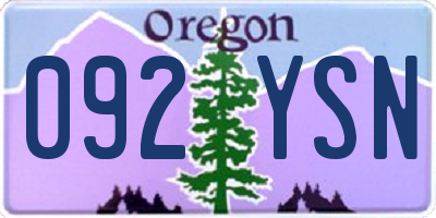 OR license plate 092YSN