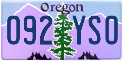 OR license plate 092YSO