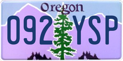 OR license plate 092YSP