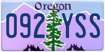 OR license plate 092YSS