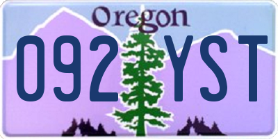 OR license plate 092YST