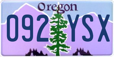 OR license plate 092YSX