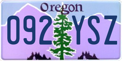 OR license plate 092YSZ