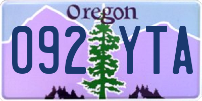 OR license plate 092YTA