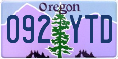 OR license plate 092YTD