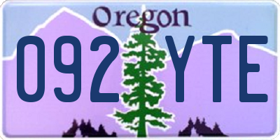 OR license plate 092YTE