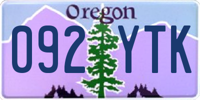 OR license plate 092YTK