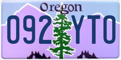 OR license plate 092YTO