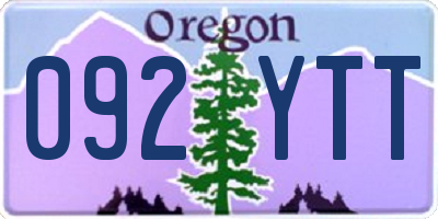 OR license plate 092YTT