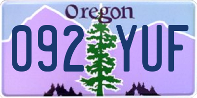 OR license plate 092YUF