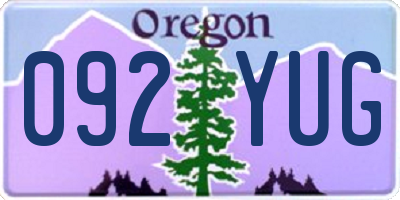OR license plate 092YUG
