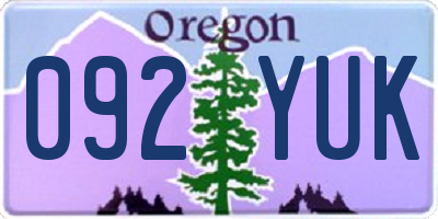 OR license plate 092YUK