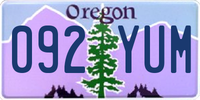 OR license plate 092YUM