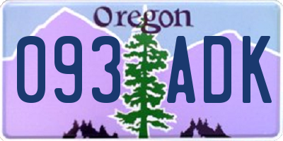 OR license plate 093ADK