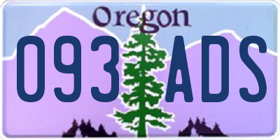 OR license plate 093ADS
