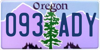 OR license plate 093ADY