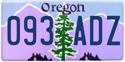 OR license plate 093ADZ
