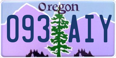 OR license plate 093AIY