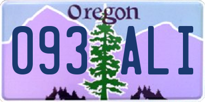 OR license plate 093ALI