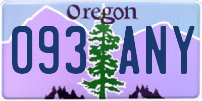 OR license plate 093ANY