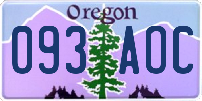 OR license plate 093AOC