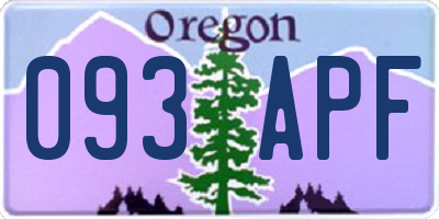OR license plate 093APF