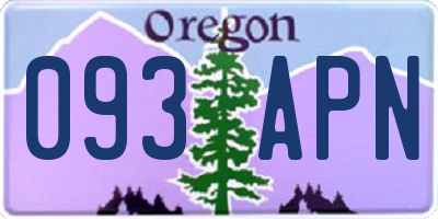 OR license plate 093APN