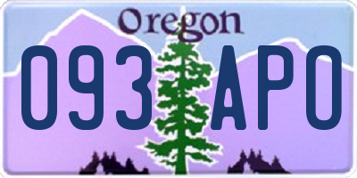OR license plate 093APO