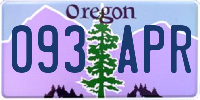 OR license plate 093APR