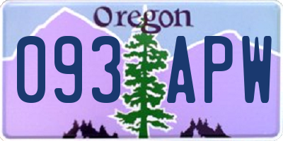 OR license plate 093APW