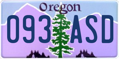 OR license plate 093ASD