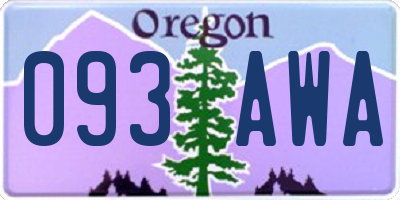 OR license plate 093AWA