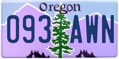 OR license plate 093AWN