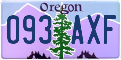 OR license plate 093AXF
