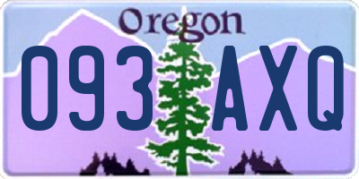 OR license plate 093AXQ