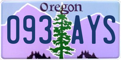 OR license plate 093AYS