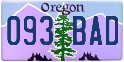 OR license plate 093BAD